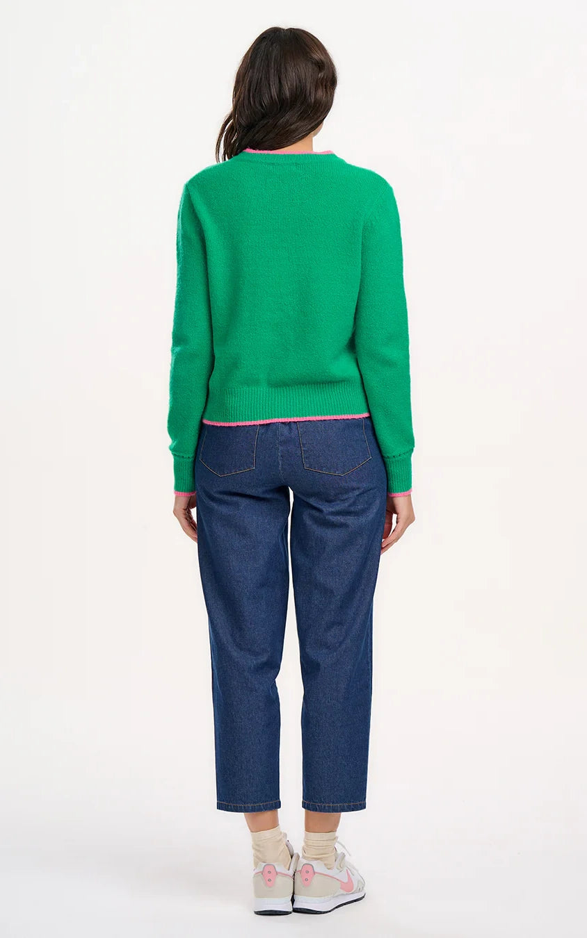 Sugarhill Brighton - Helena Jumper Green Contrast Tipping