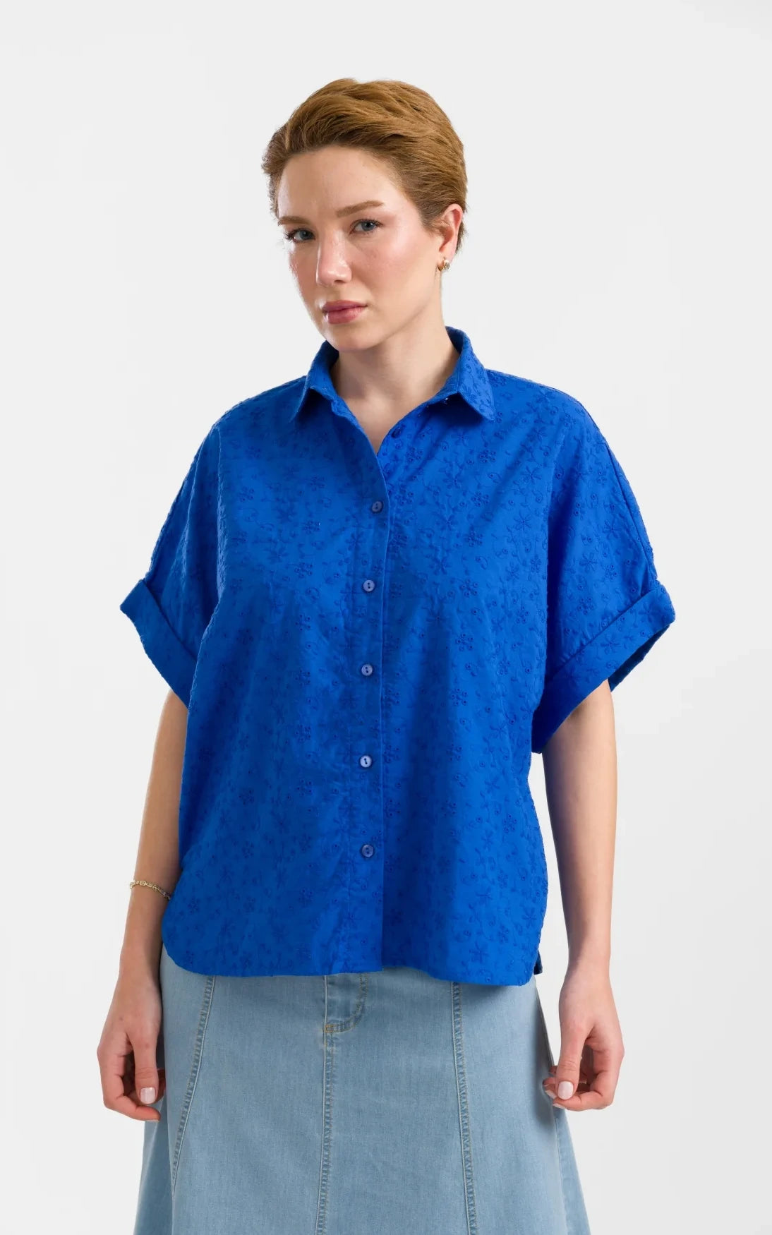 Lalamour - Jill Blouse Broidery Blue