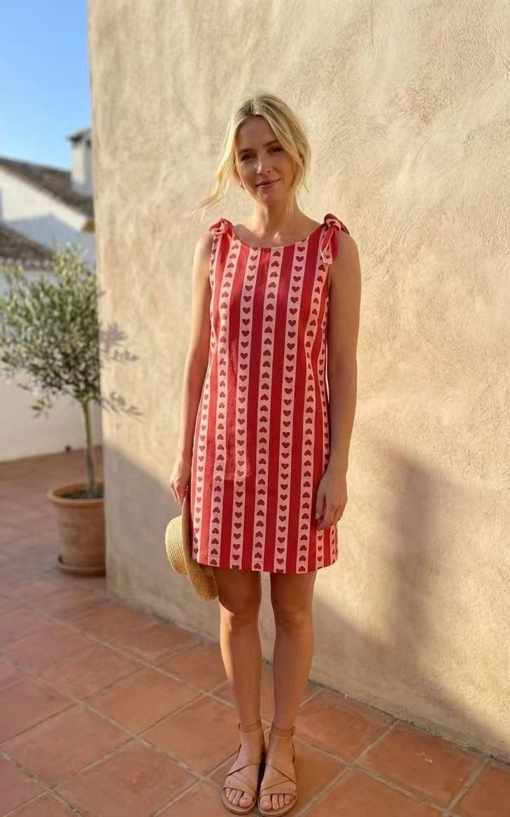 Striped Dress Red Hearts