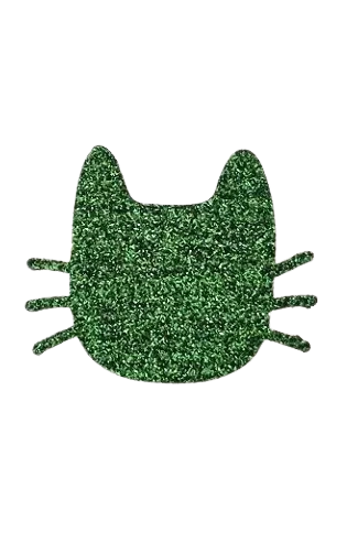 Brooch Whiskers Cat Green