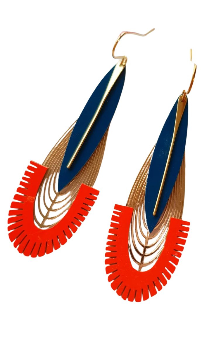 Calypso Earrings Petrol Coral