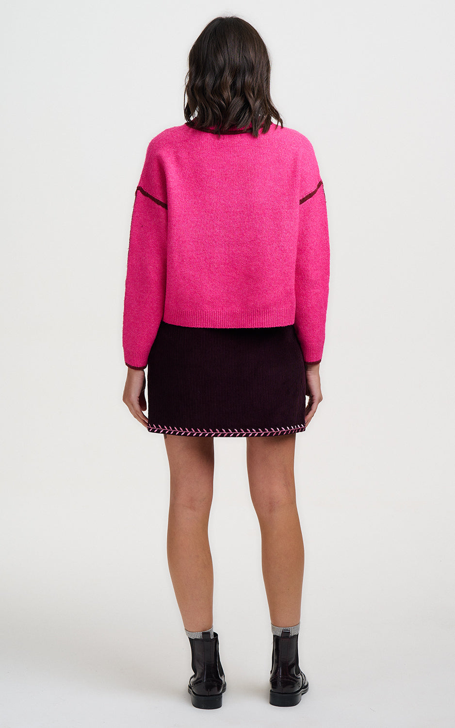 Sugarhill Brighton - Suzie Cord Mini Skirt Dark Plum