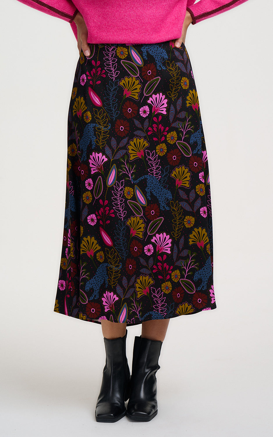 Sugarhill Brighton - Zora Skirt Black Jungle Panther