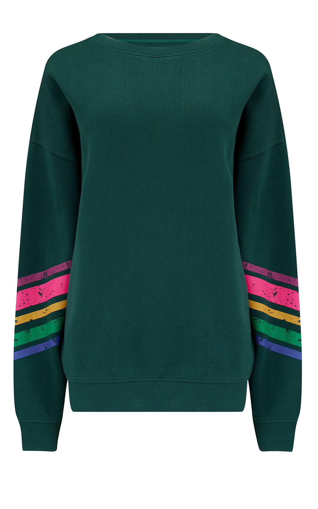 Sugarhill Brighton - Eadie Relaxed Sweatshirt Dark Green Sleeve Stripes