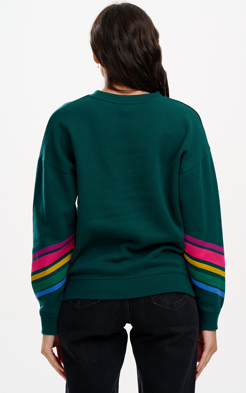 Sugarhill Brighton - Eadie Relaxed Sweatshirt Dark Green Sleeve Stripes