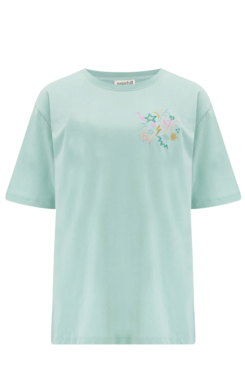 Kinsley Relaxed T-shirt Light Green Doodle Embroidery