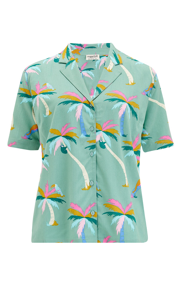 Santana Shirt Green Rainbow Palms