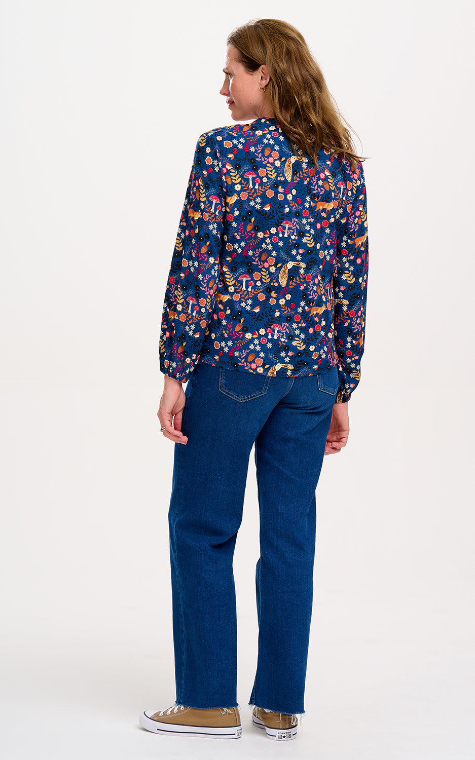 Sugarhill Brighton - Alicia Frill Edge Blouse Navy Midnight Woodland