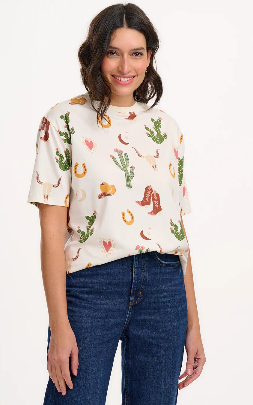 Sugarhill Brighton - Kinsley Relaxed T-shirt Cream Desert Cowgirl