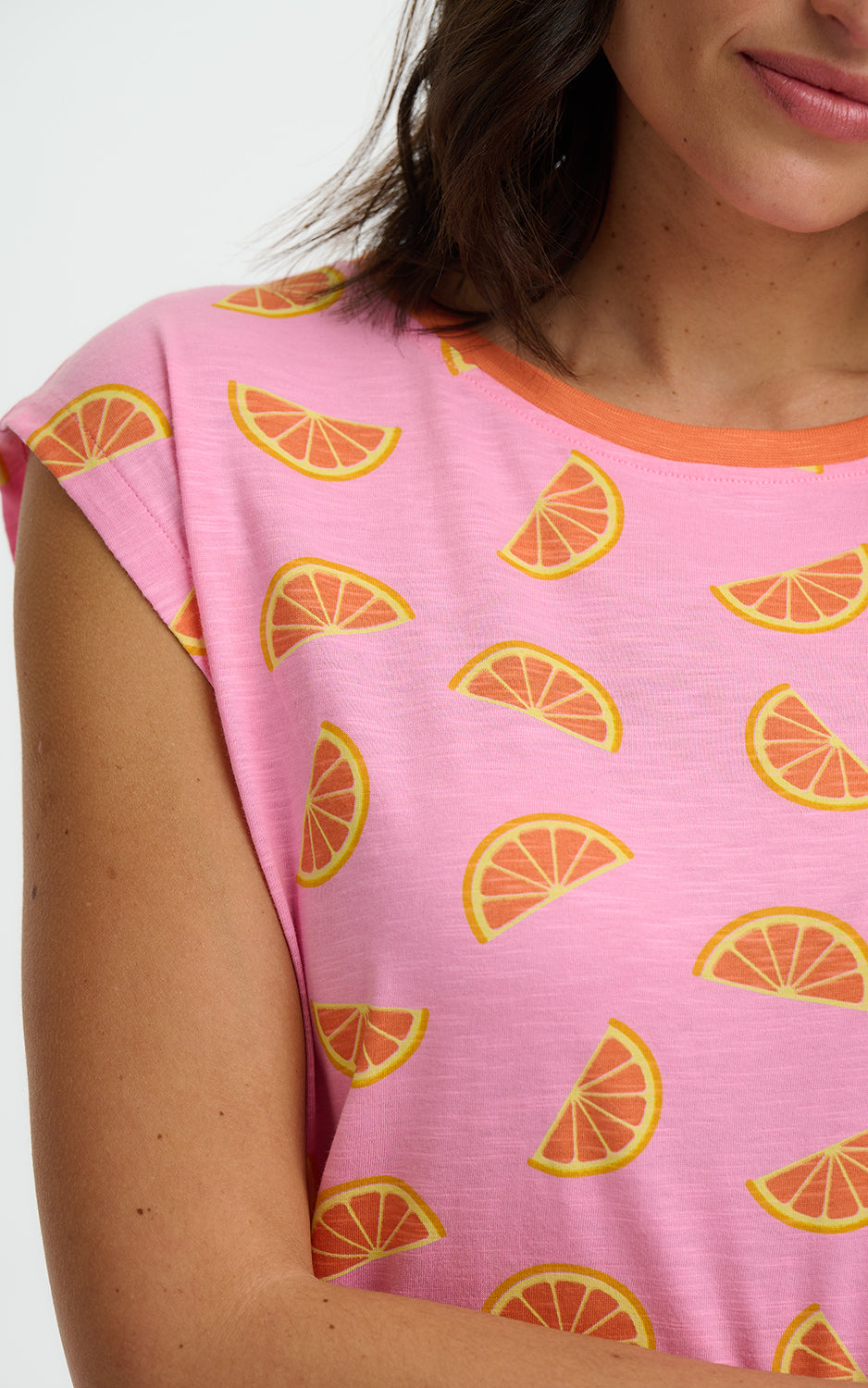 Sugarhill Brighton - Chrissy Relaxed Tank T-Shirt Pink Oranges