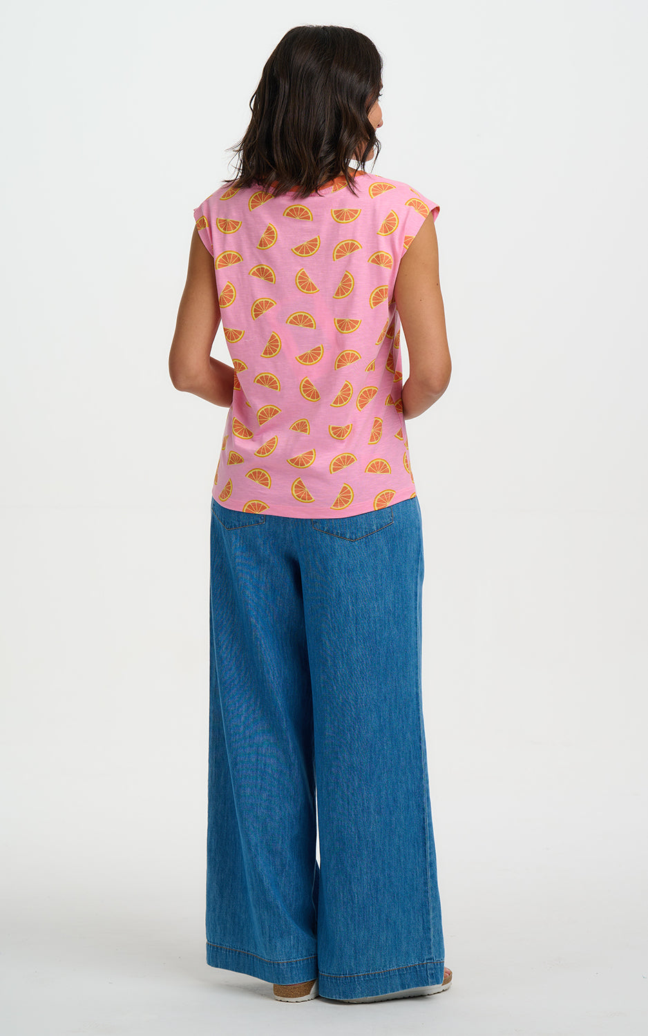 Sugarhill Brighton - Chrissy Relaxed Tank T-Shirt Pink Oranges