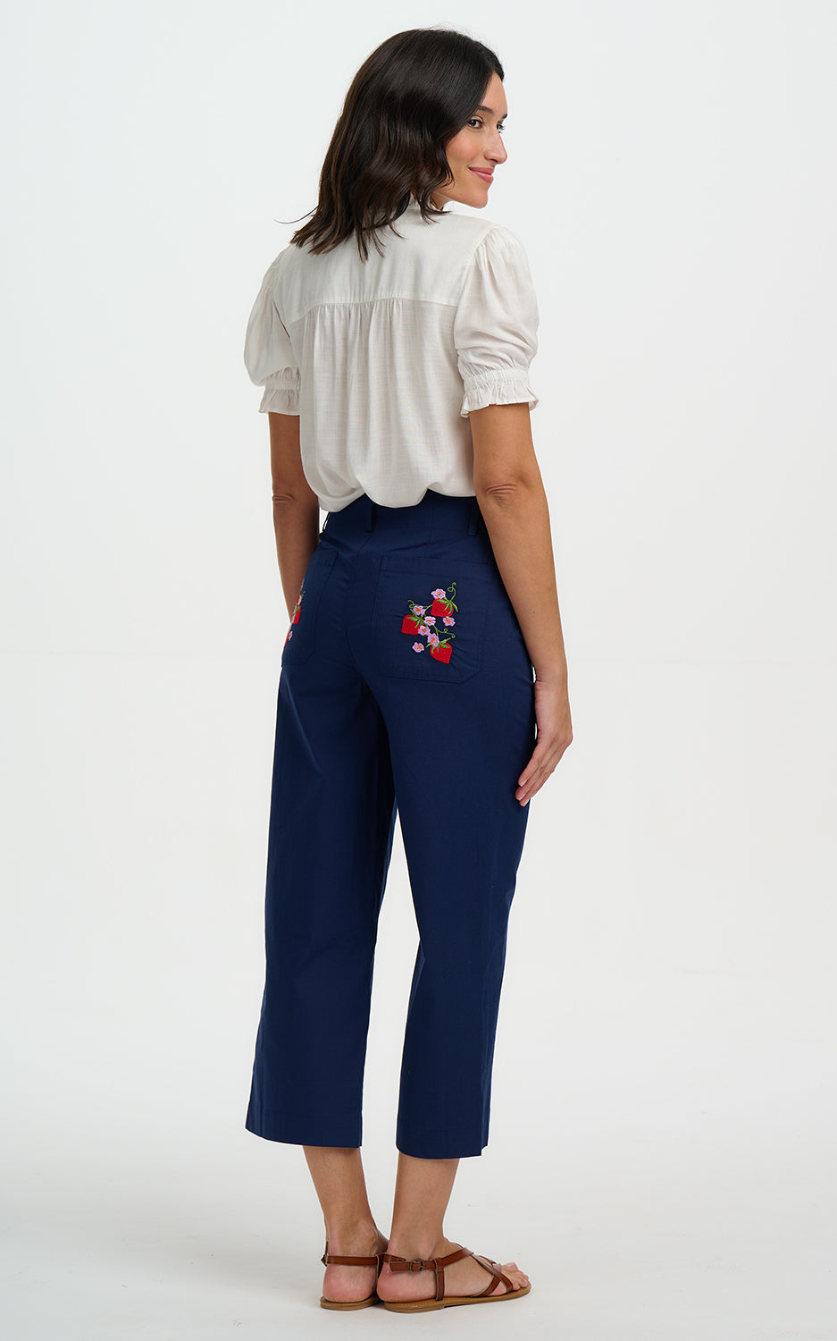 Sugarhill Brighton - Angelique Shirred Top Off White Wild Strawberry