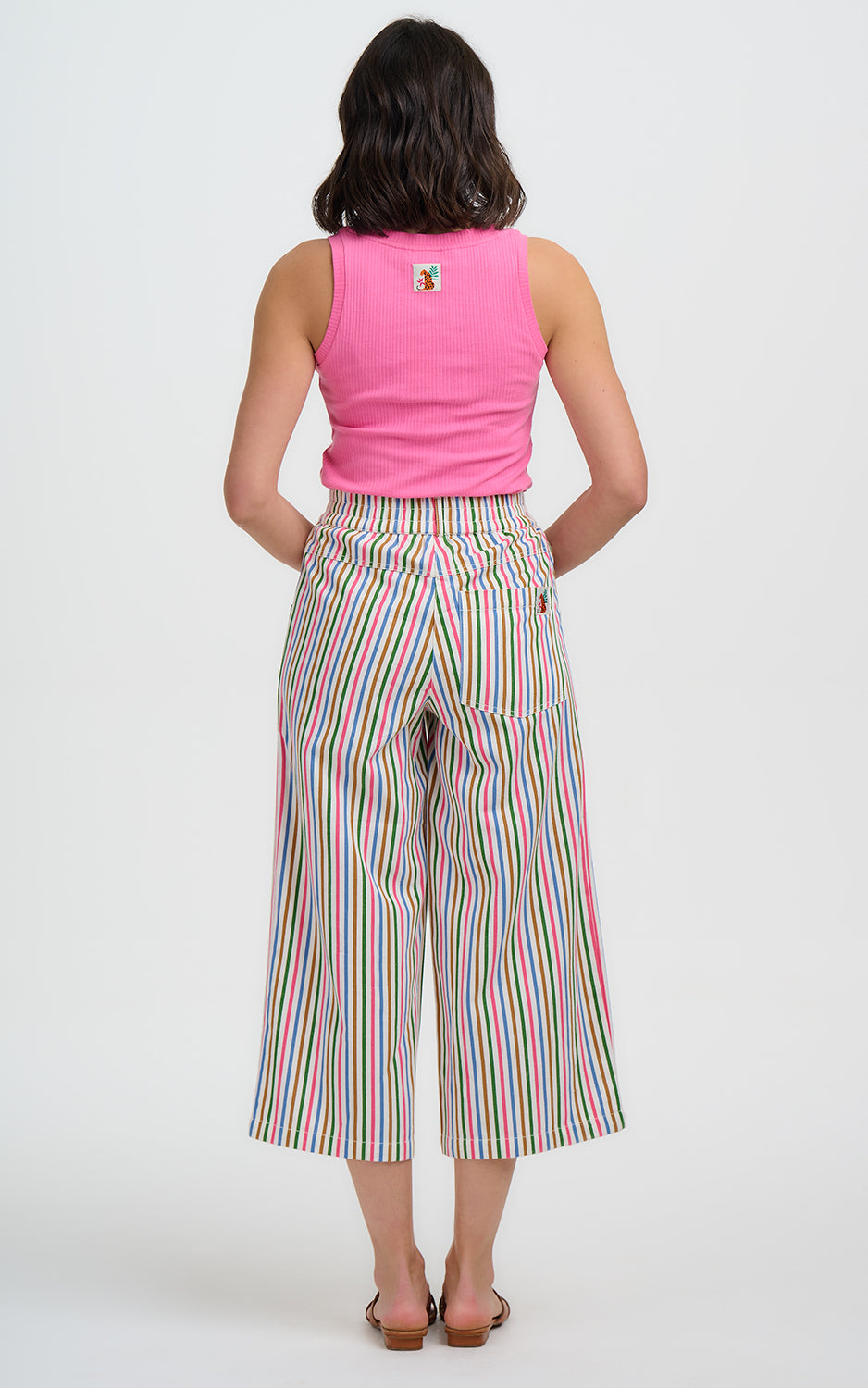 Sugarhill Brighton - Charlene Cropped Trousers Multi Colourful Canvas Stripe