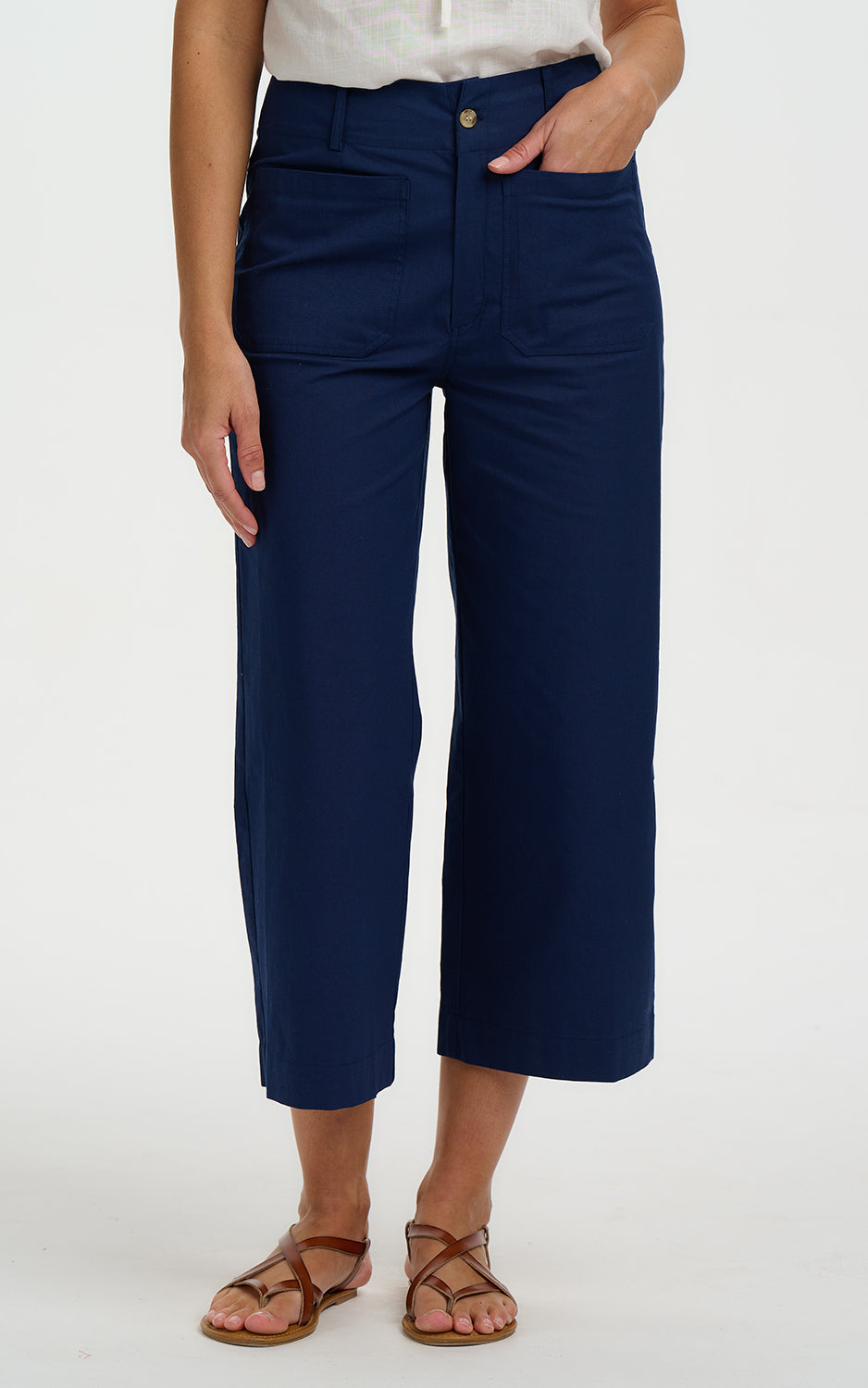 Sugarhill Brighton - Skye Cropped Trousers Navy Wild Strawberry