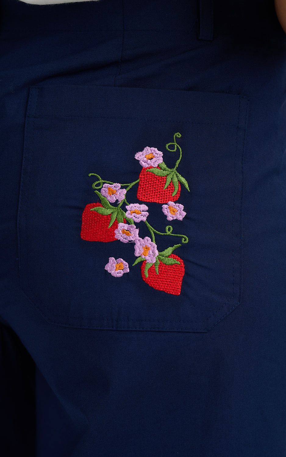 Sugarhill Brighton - Skye Cropped Trousers Navy Wild Strawberry
