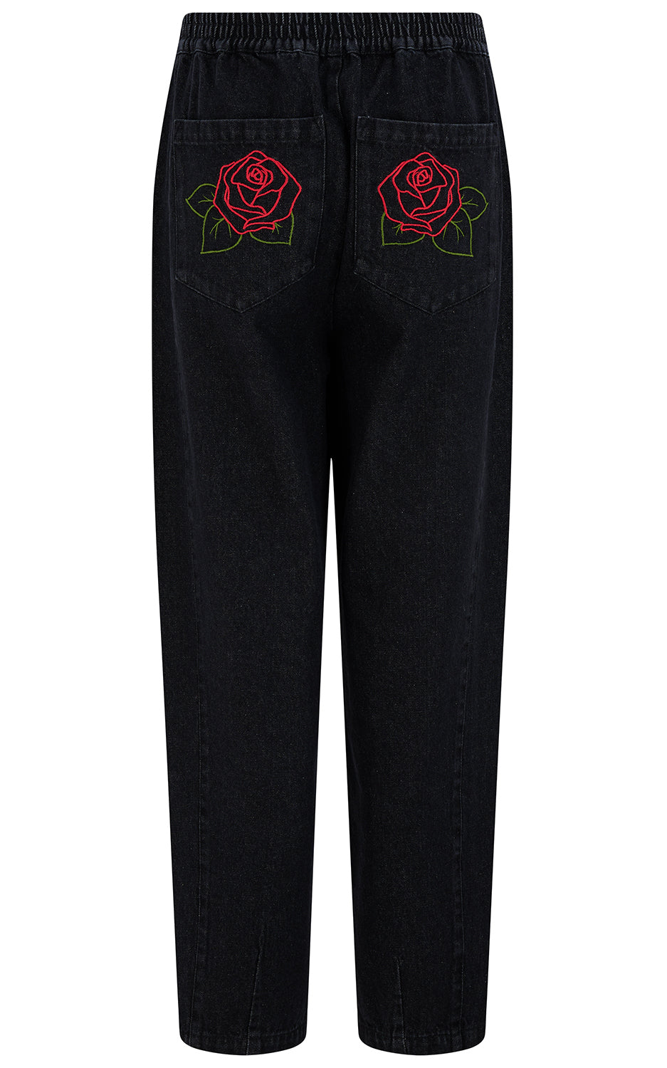 Sugarhill Brighton - Mila Barrel Leg Trousers Washed Black Roses
