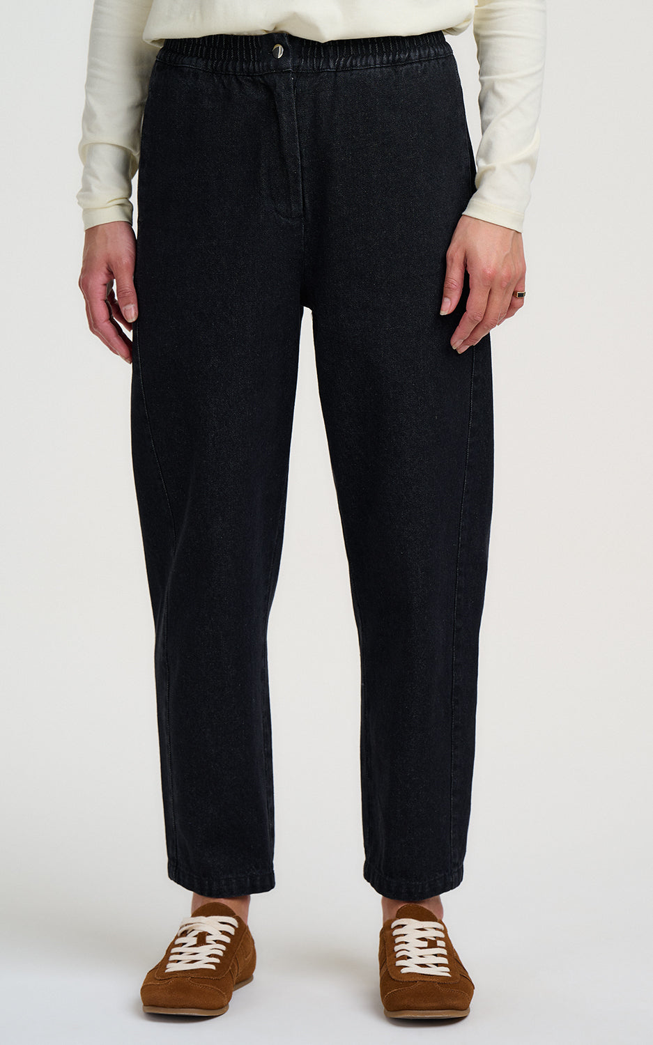 Sugarhill Brighton - Mila Barrel Leg Trousers Washed Black Roses