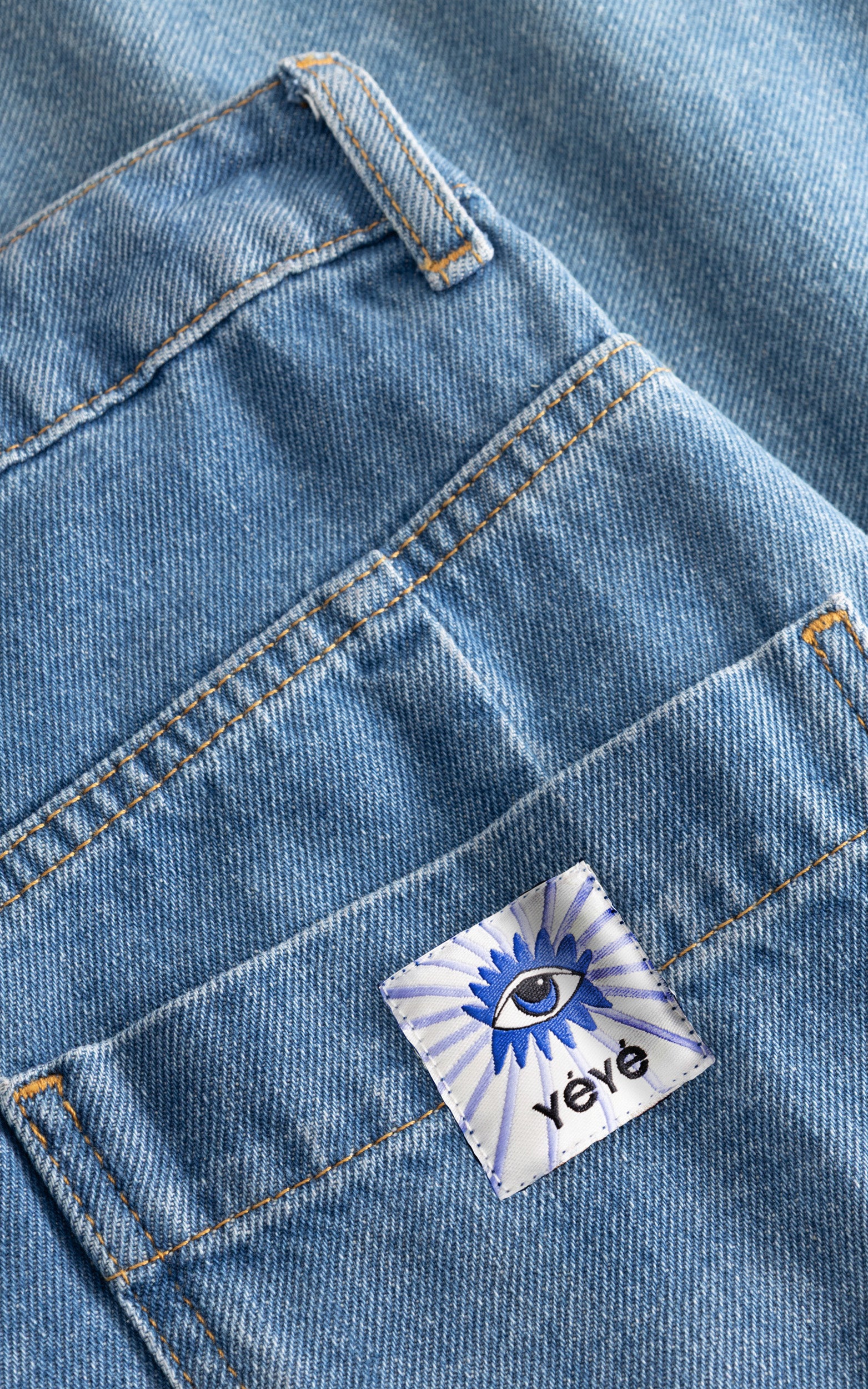 Mademoiselle YéYé - Wide Division Denim Trousers Ocean Blue