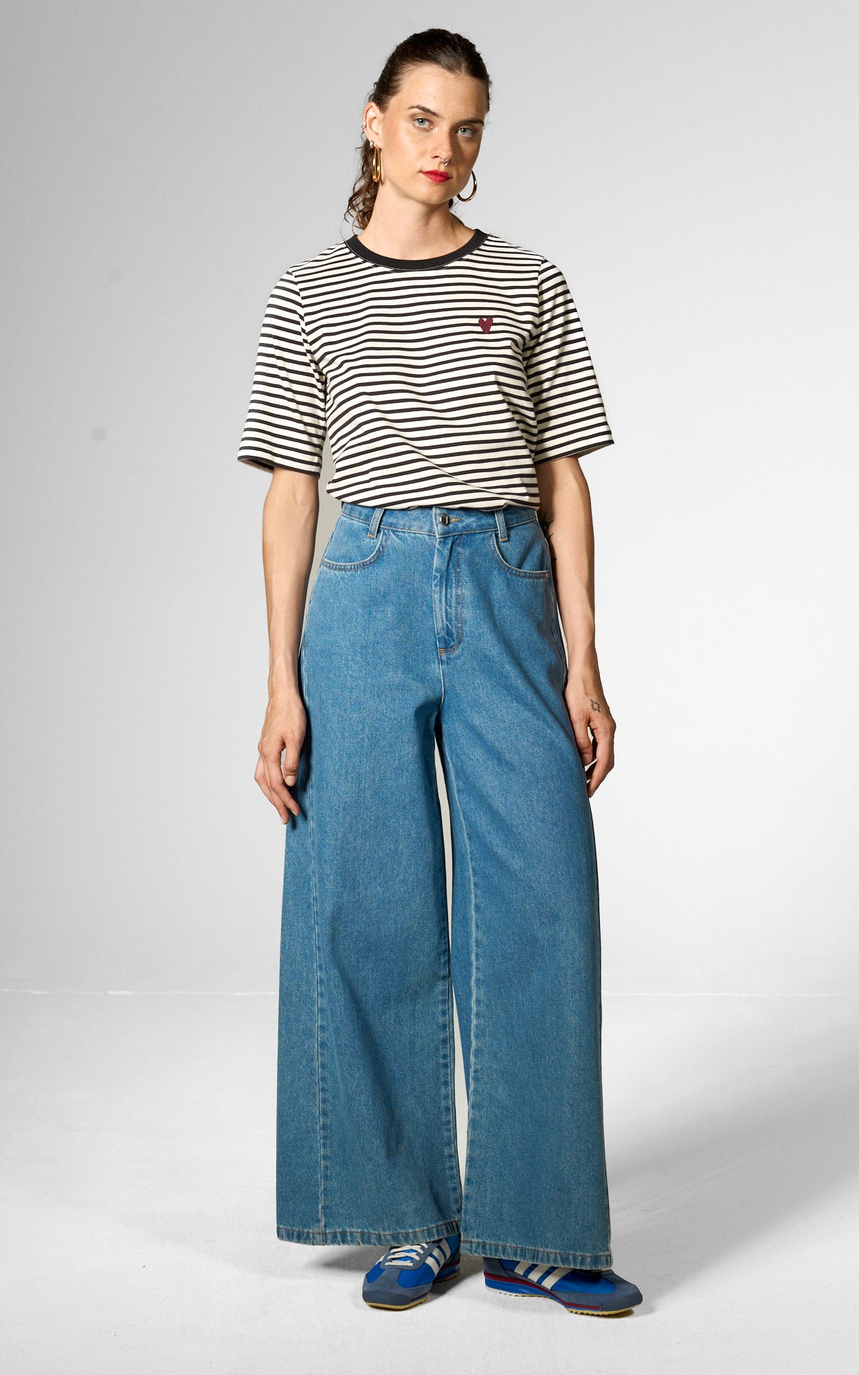 Mademoiselle YéYé - Wide Division Denim Trousers Ocean Blue