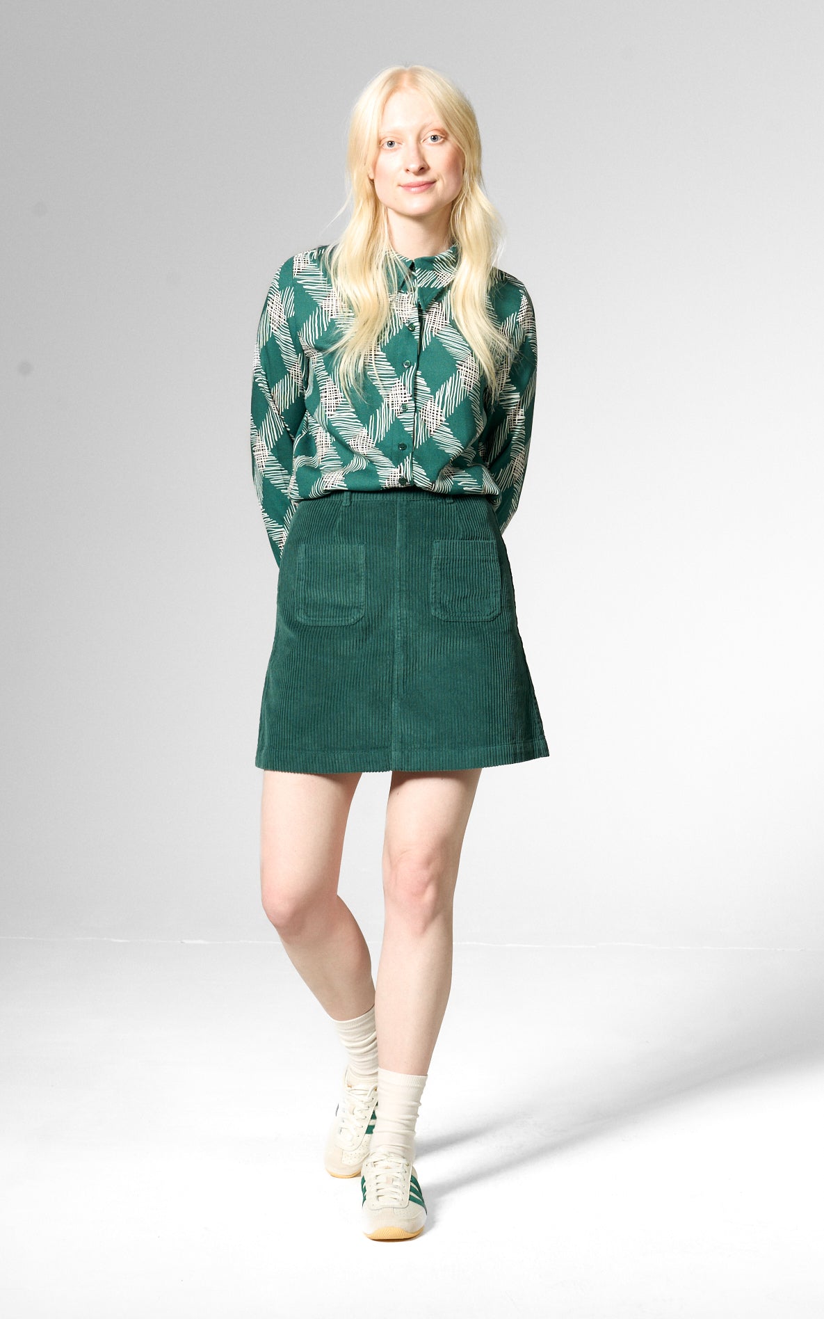 Mademoiselle YéYé - Wild Rib Mini Skirt Botanical Green