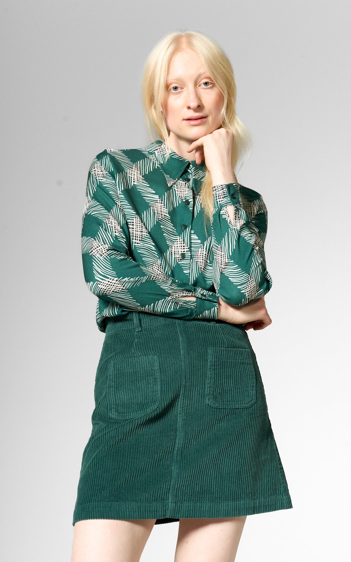 Mademoiselle YéYé - Wild Rib Mini Skirt Botanical Green