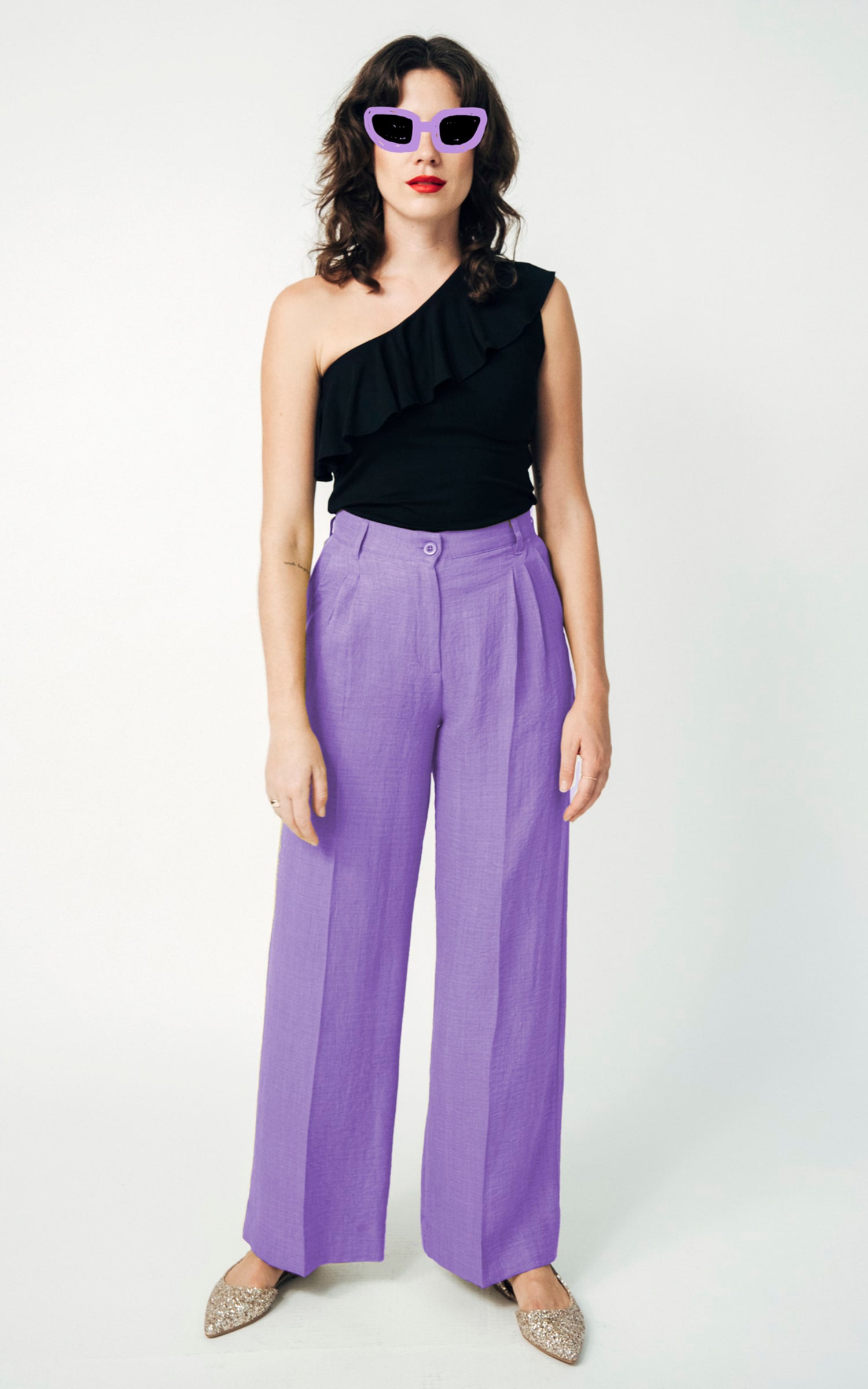 Mademoiselle YéYé - Tropical Afternoon Trousers Lilac