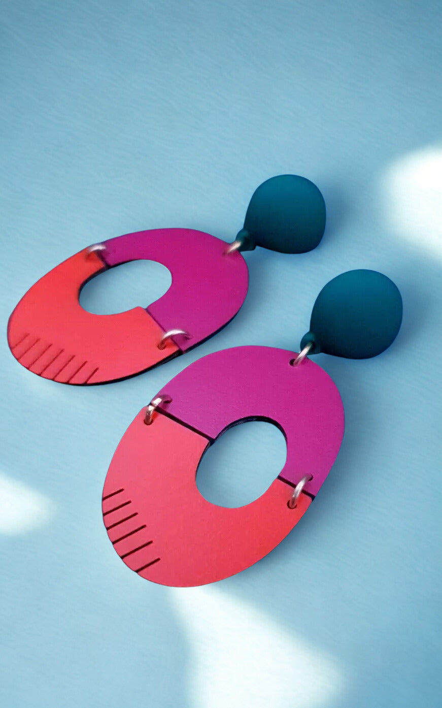 Bamboo Earrings Turquoise Fuchsia Orange