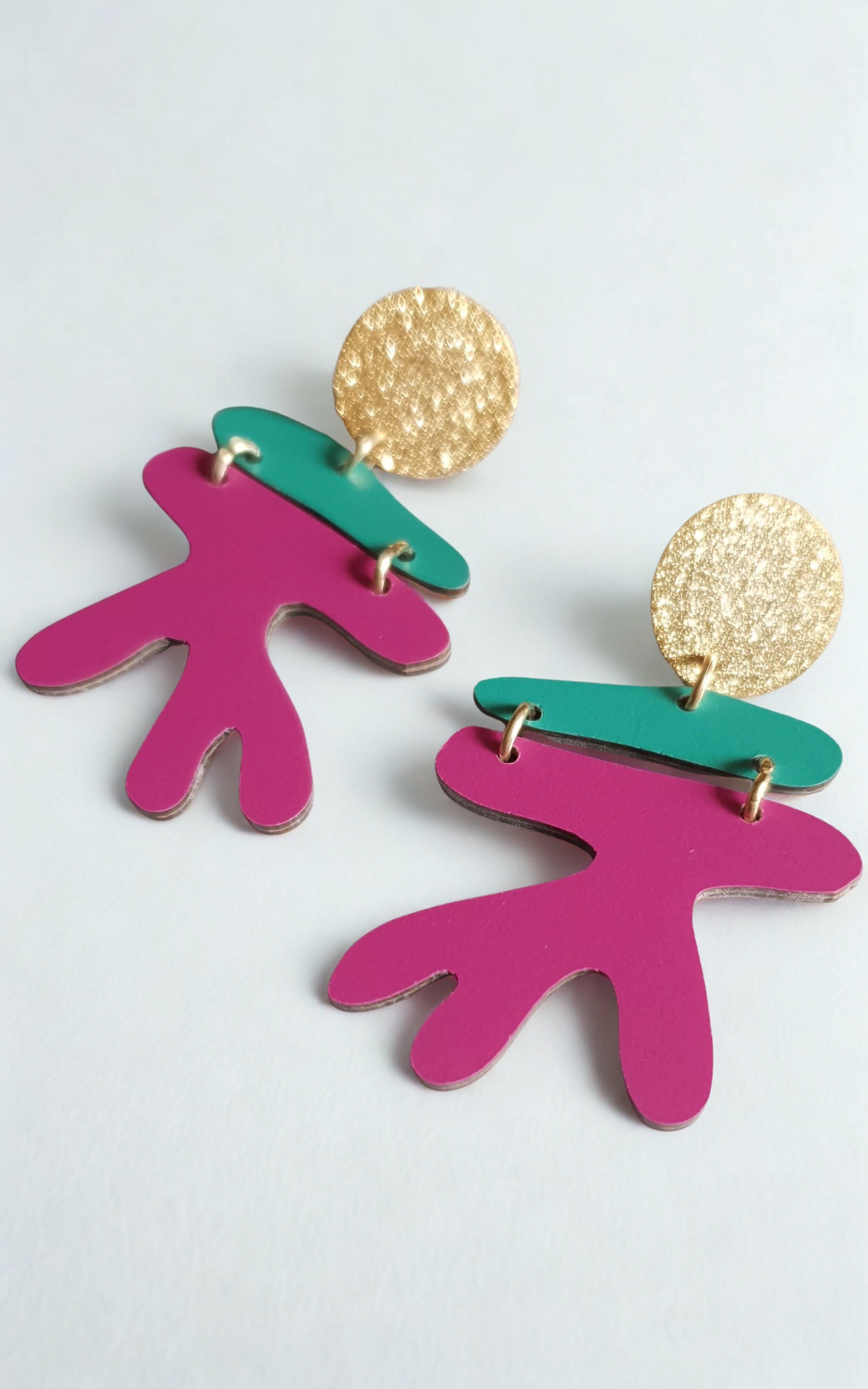 Haiku Earrings Turquoise Fuchsia