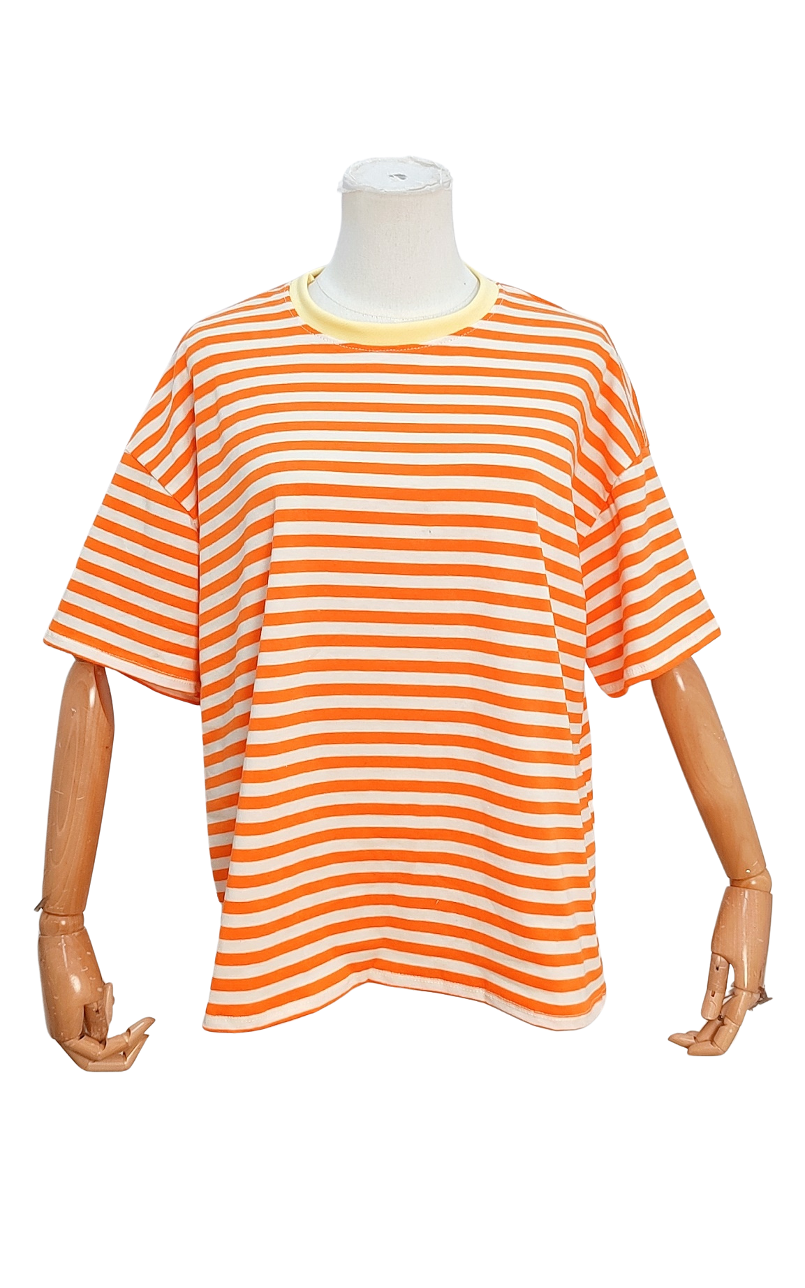 Orange & White T-shirt With Yellow Trim