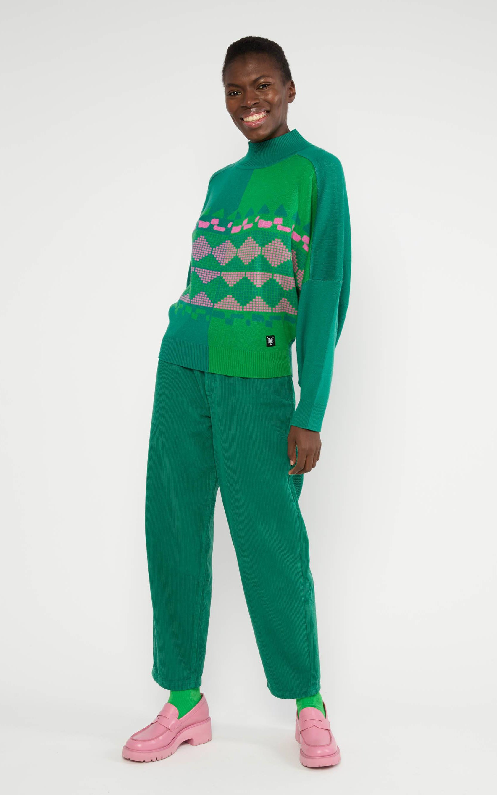 Blutsgeschwister - Diamond Loom Egg Chunky Pullover Green