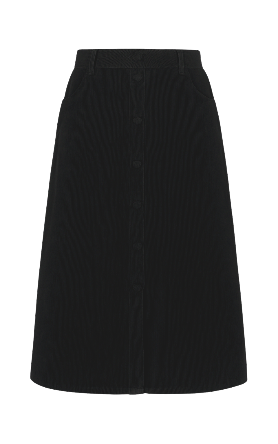 Pepaloves - Corduroy Skirt With Black Heart Buttons