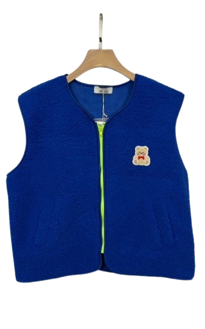 Kobalt Blauw Teddy Vest Beertje