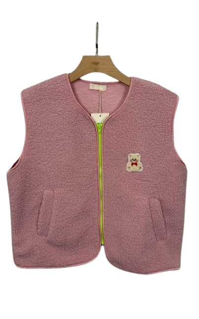 Lichtroze Teddy Vest Beer