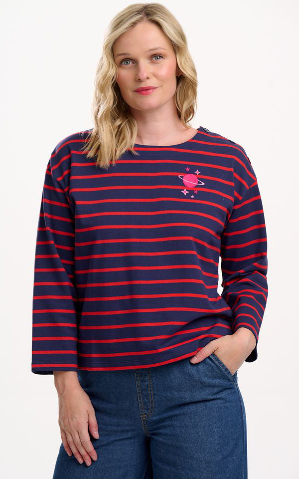Sugarhill Brighton - Celine Breton Top Navy Red Planet