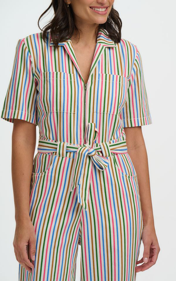 Sugarhill Brighton - Meredith Boilersuit Multi Colourful Canvas Stripe