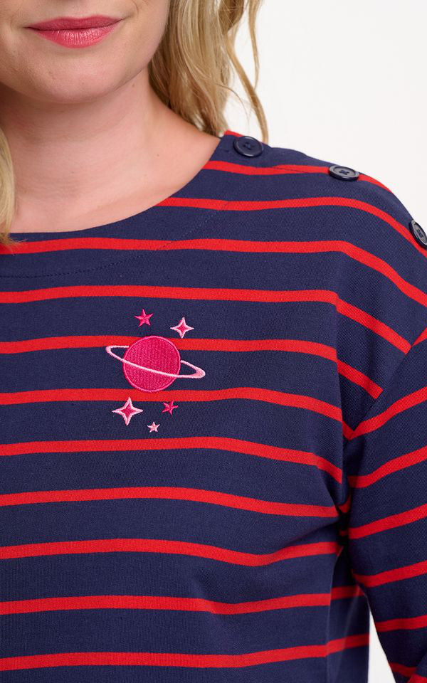 Sugarhill Brighton - Celine Breton Top Navy Red Planet
