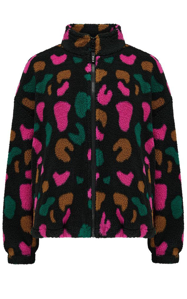 Sugarhill Brighton - Hartley Zip Up Fleece Black Colourful Shapes