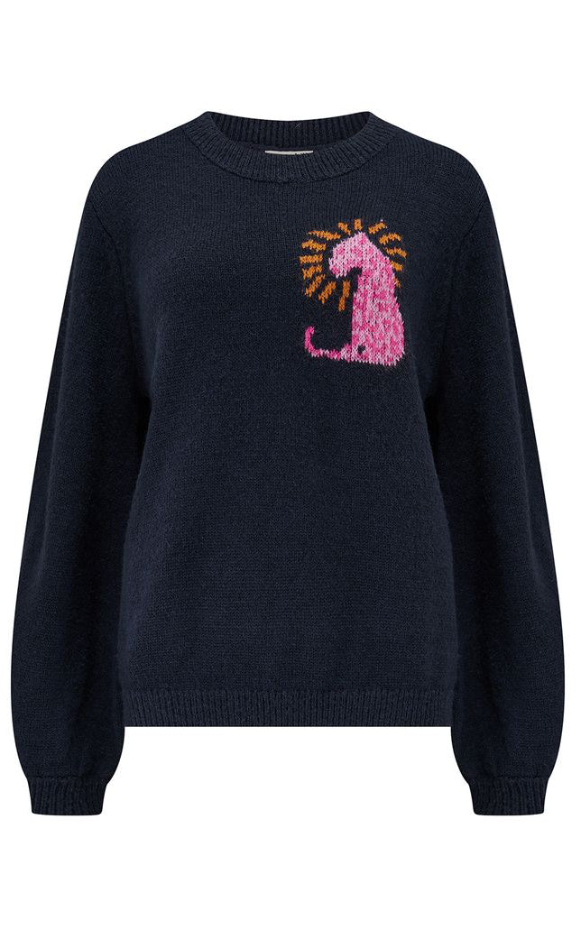 Sugarhill Brighton - Essie Jumper Navy Leopard Rays