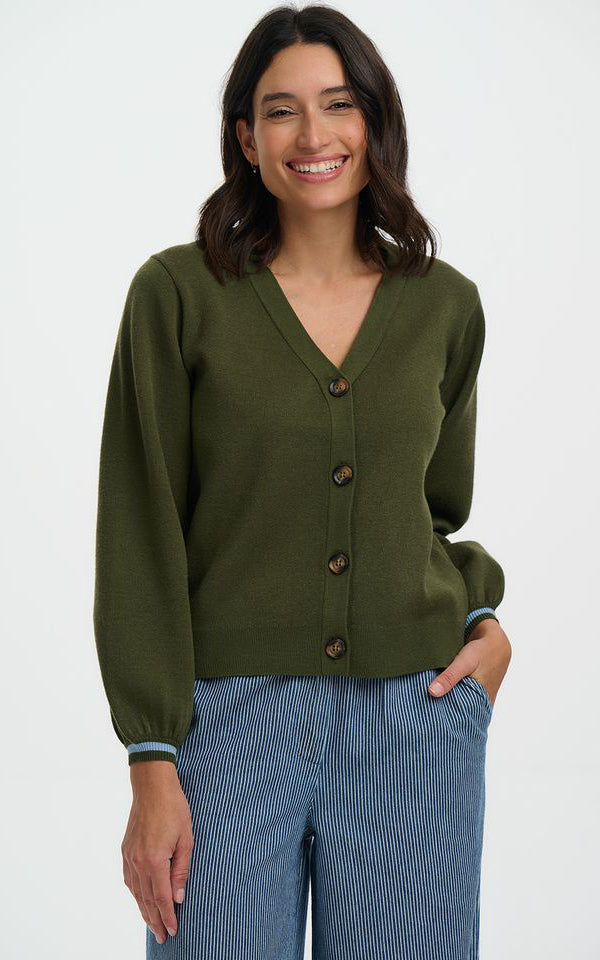 Sugarhill Brighton - Adrian Cardigan Khaki Leopard Jungle