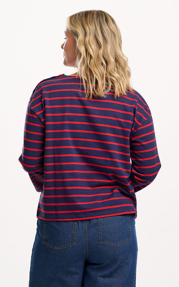 Sugarhill Brighton - Celine Breton Top Navy Red Planet